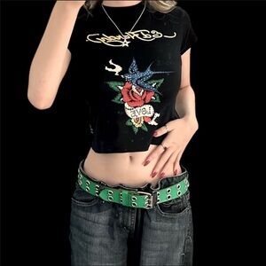 Ed Hardy Black Tee with Tiger Graphic